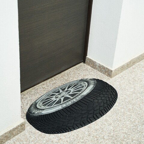 Covoras de intrare wheel, heinner, 40x60 cm, cauciuc, argintiu