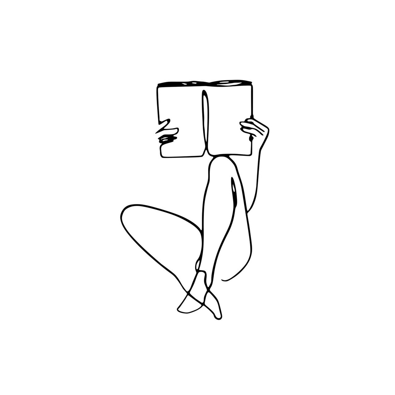 Decoratiune de perete, Book Reading, Dimensiune: 43 x 70 cm, Negru - imagine 6