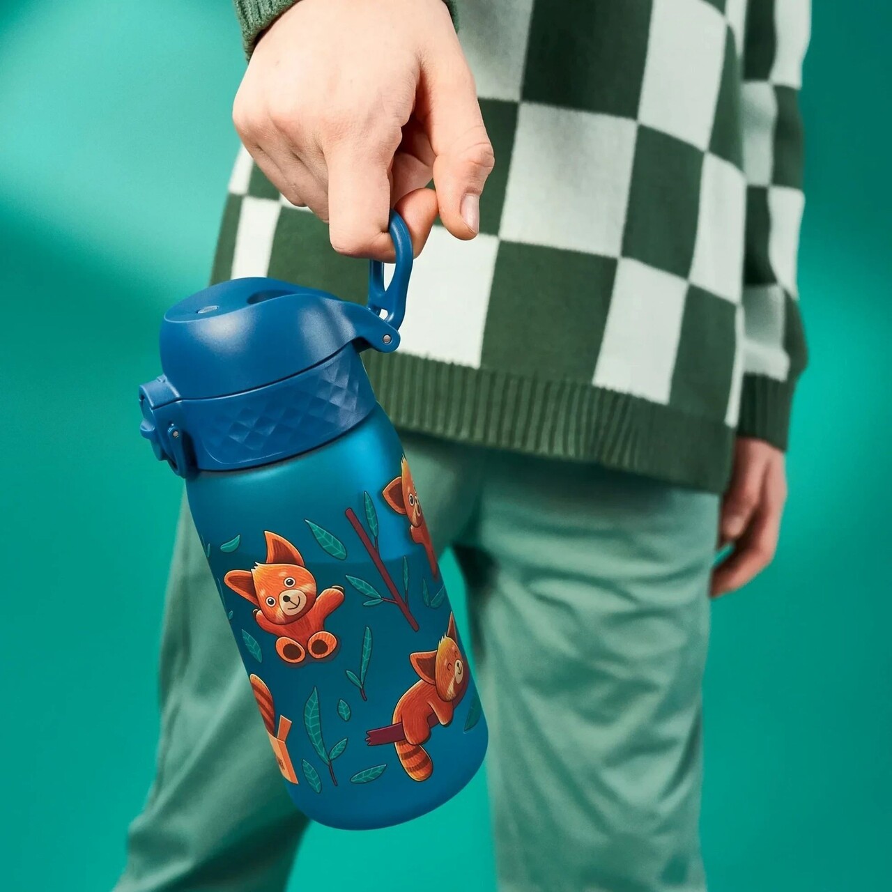 Sticla apa pentru copii, recyclon, 350ml, Red Pandas - Ion8 - imagine 7