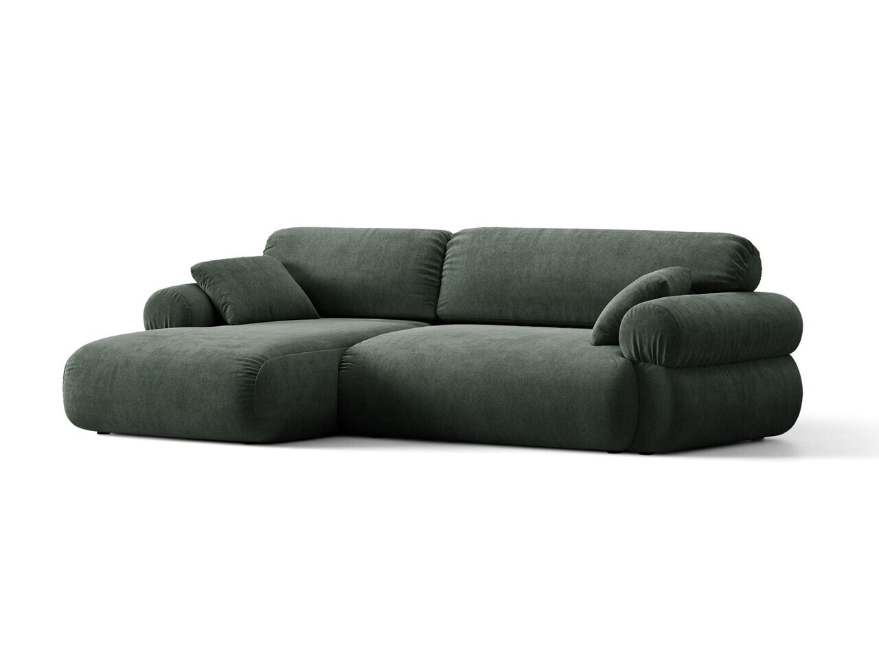 Coltar stanga 4 locuri, Ophelia, Micadoni Home, 256x164x84 cm, tesatura structurata, verde muschi — imaginea 9