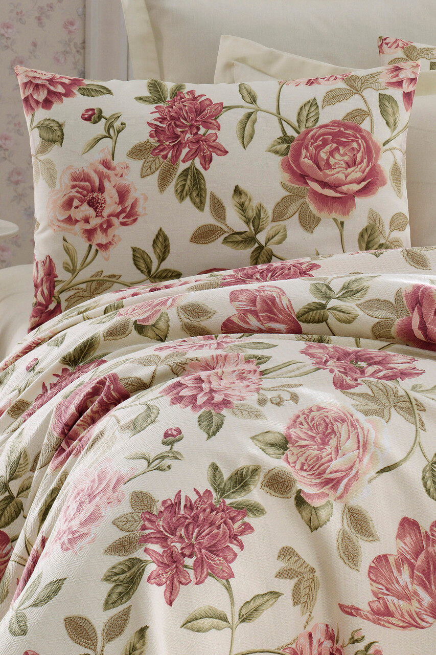 Set cuvertura pique Single, Care - Pink v2, EnLora Home, Bumbac