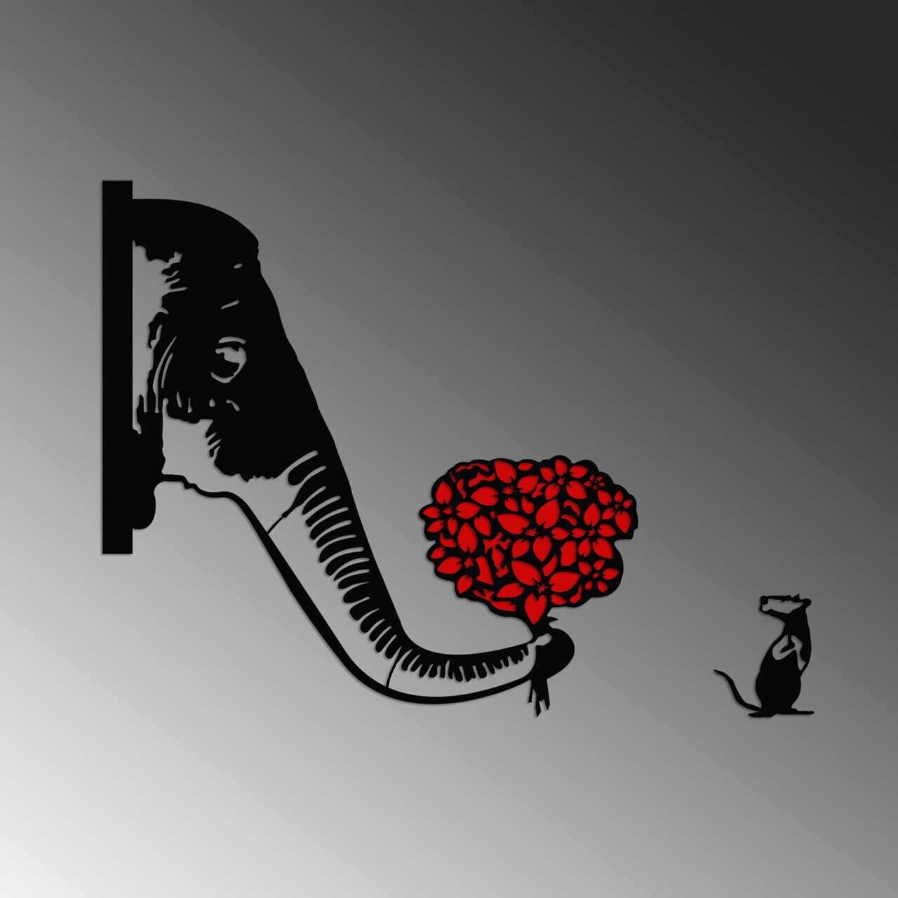 Decoratiune de perete, Banksy Metal 04, Dimensiune: 72 x 72, Negru/Rosu — imaginea 5