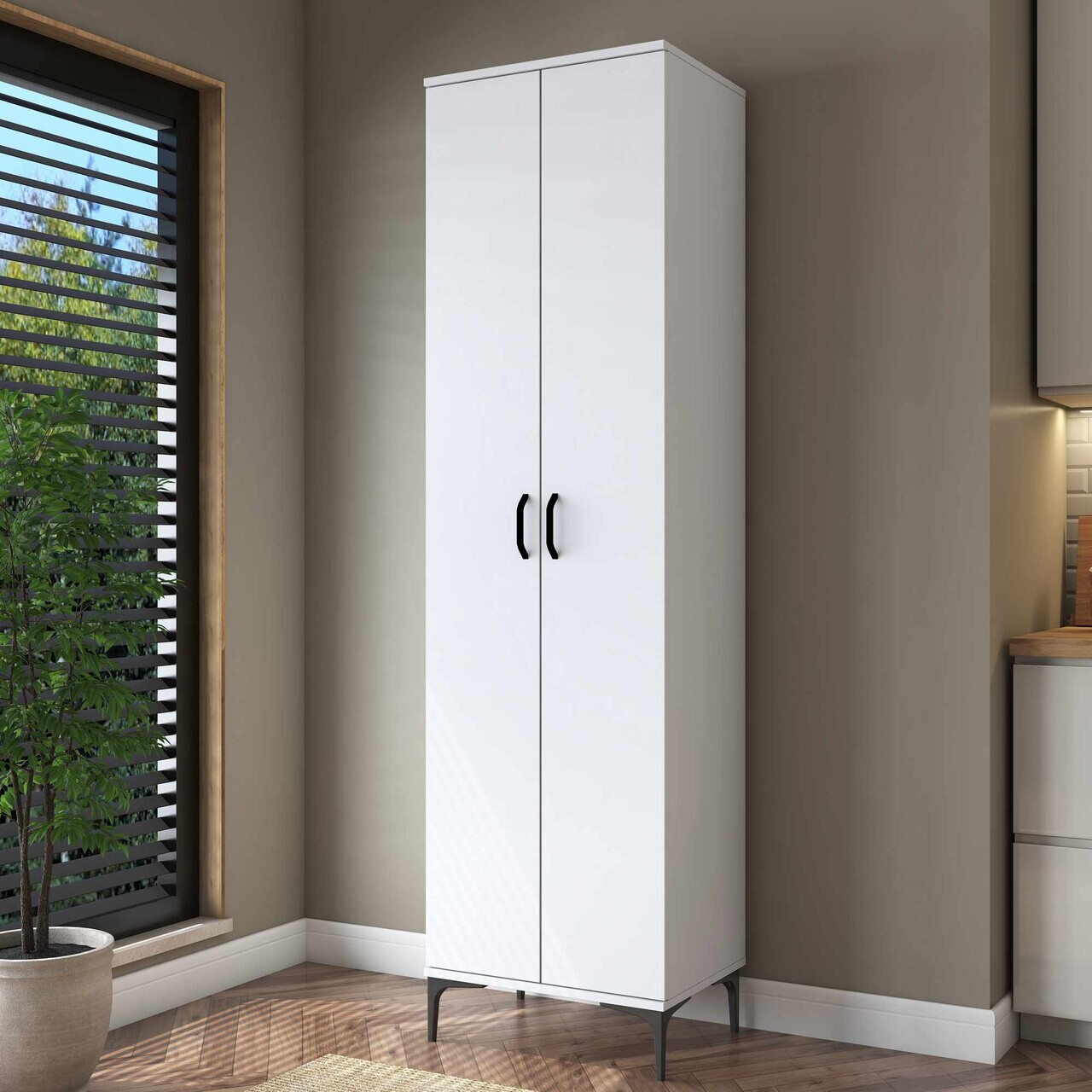 Dulap multifunctional, Hanah Home, JE257, 60x218.6x45 cm, Alb