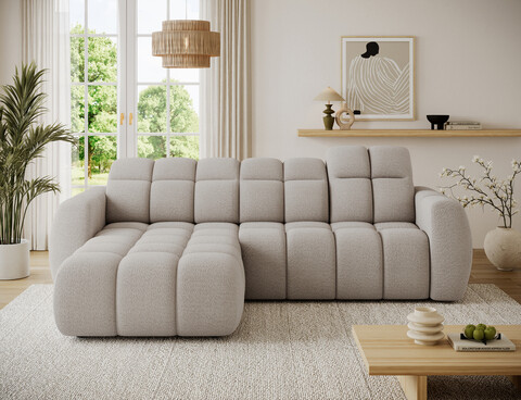 Coltar extensibil stanga 3 locuri ELTAP, Fanito, 288x200x105 cm, lemn/poliester, bej