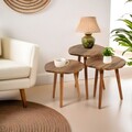 Set masute 3 piese, Tuvalle, Tuval 080, Nuc / Stejar