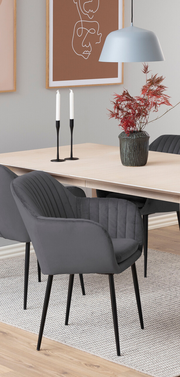 Scaun Emilia, Actona, 57x61x83 cm, catifea/otel, gri inchis - view 2