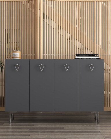 Consola, Hanah Home, Leyla, 120x80x29.6 cm, PAL , Antracit / Argintiu