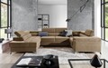 Coltar extensibil stanga 6 locuri ELTAP, Th-34, Thiago, 342x208x88 cm, lemn/poliester, maro deschis