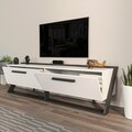 Comoda TV, Zena Home, Astrid, 163.8x46.8x36.6 cm, PAL, Alb/Negru