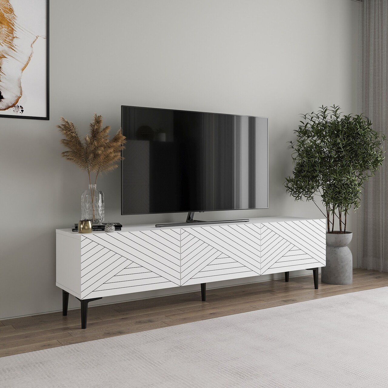 Comoda TV, Odessa, Felix, 160x44.1x31.4 cm, Alb - 1 | YEO