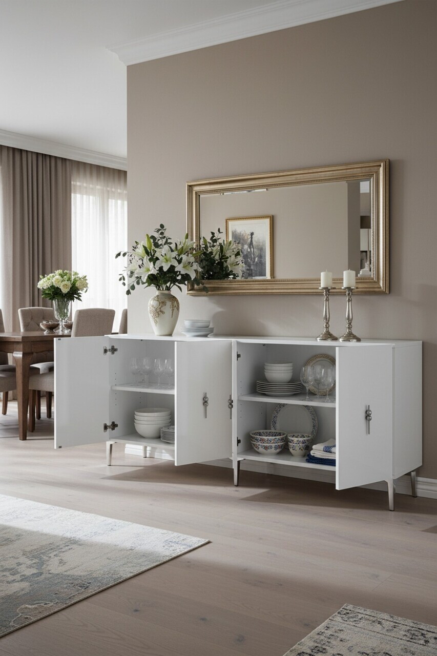 Consola, Hanah Home, Salkım 180, 180x75x32 cm, Alb / Argintiu — imaginea 2