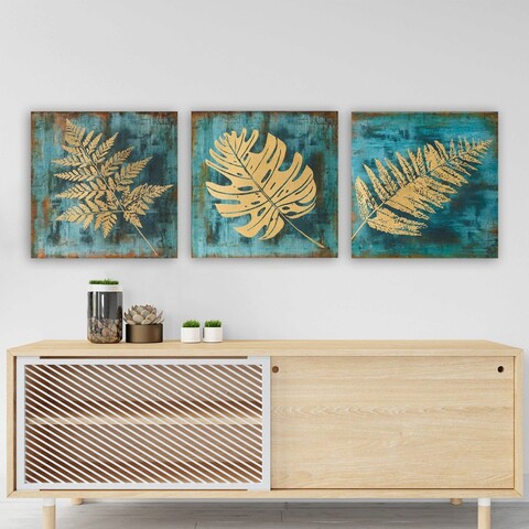 Set 3 tablouri decorative, 3P5777, Canvas, Lemn, Multicolor mezoni.ro