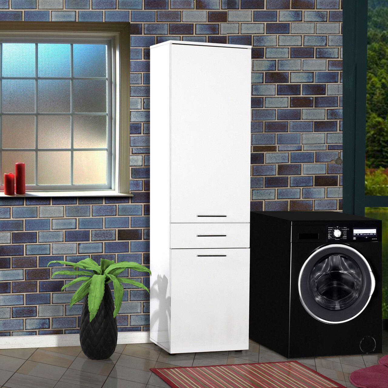 Dulap multifunctional, Hanah Home, Adr-621-Pp-1, 52x187x38 cm, Alb - view 4