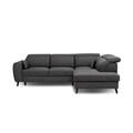Coltar extensibil dreapta 4 locuri ELTAP, RT-06SAV, Noble, 255x201x100 cm, lemn/poliester, gri inchis