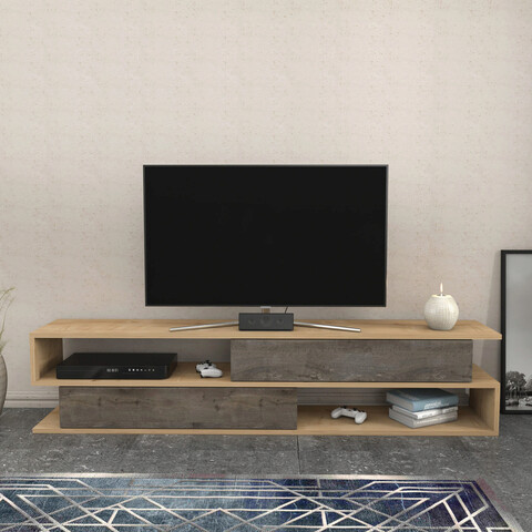 Comoda tv, retricy, cortez, 160x35.3x38.6 cm, pal, stejar / wenge