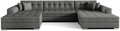 Coltar extensibil 5 locuri, ELTAP, Vento, 359x165x87 cm, lemn/poliester, gri inchis