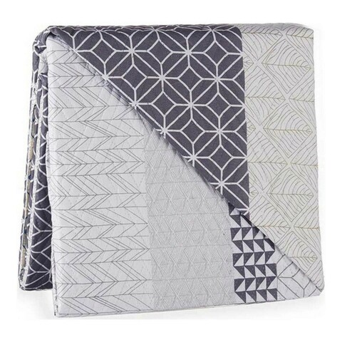 Cuvertura matlasata 2 fete Single Hexagonal, Gift Decor, 180 x 260 cm, poliester, gri/alb Gift Decor