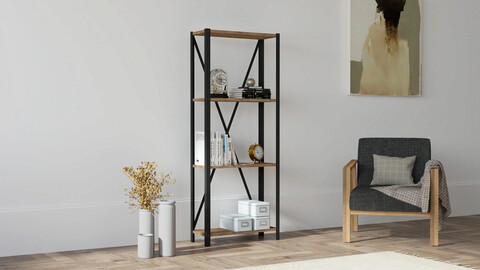 Corp biblioteca, puqa design, london, 60x149.5x29 cm, pal, nuc / negru