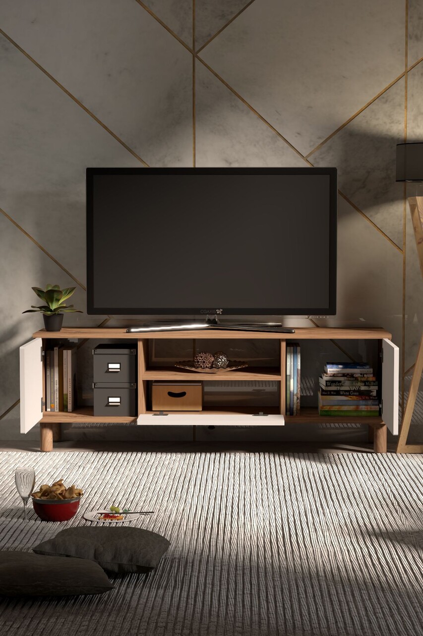 Comoda TV, Hanah Home, Mavora 180, 180x53x41 cm, PAL, Pin Atlantic / Alb - view 3