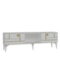 Comoda TV, Olivia, Madera, Alb/Auriu