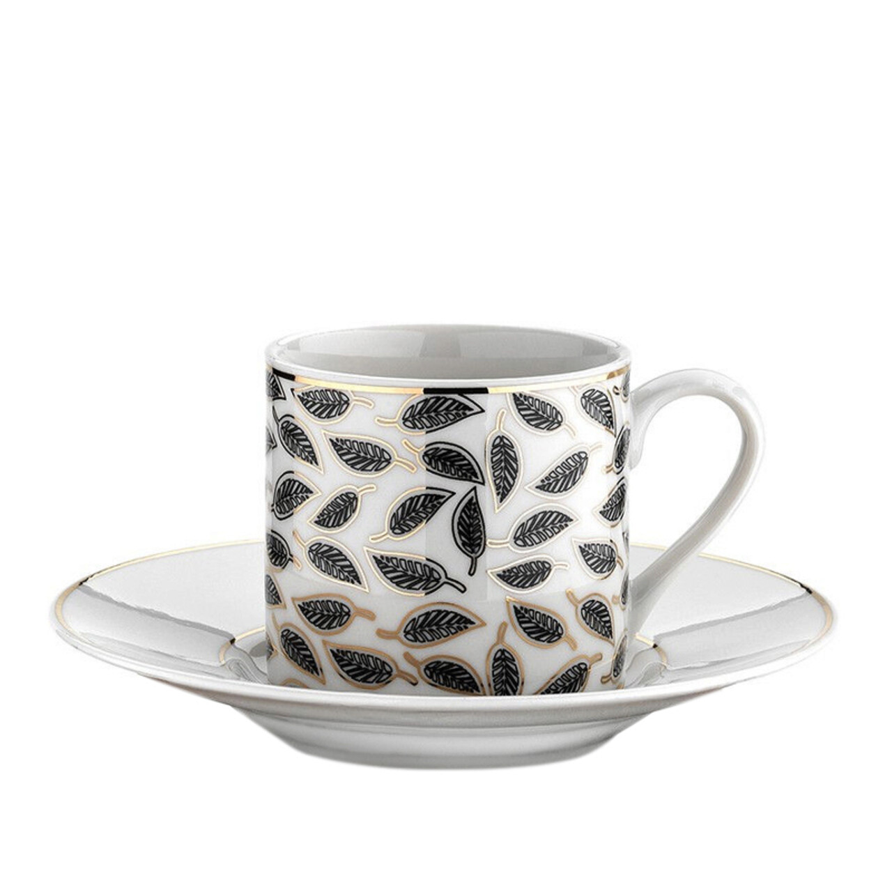 Set cesti de cafea, Kütahya Porselen, 710KTP1249, Portelan, Alb/Negru