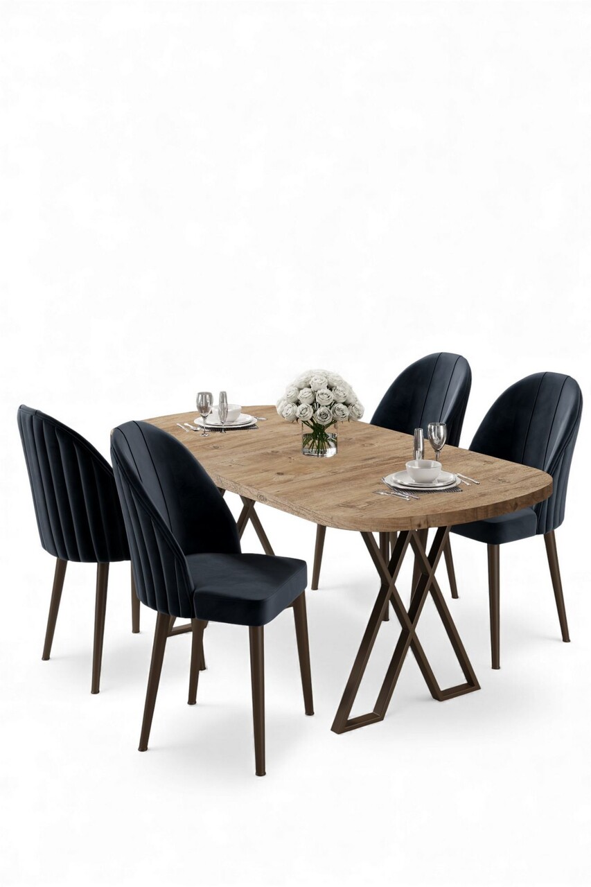 Set masă și scaune (5 bucăți), Hanah Home, Kaye, Pin Atlantic / Antracit - view 2