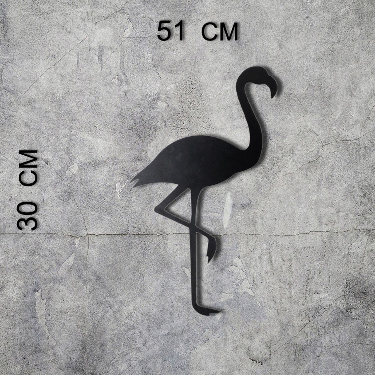 Decoratiune de perete, Flamingo Silhouette, Metal, Dimensiune: 51 x 30 cm, Negru - 2 | YEO