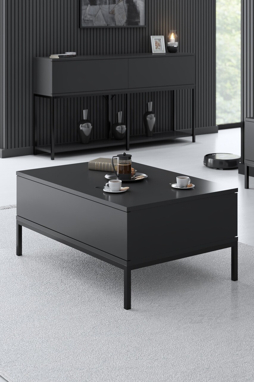 Masuta de cafea, Bexley, Lord, 90x40x60 cm, PAL, Antracit / Negru