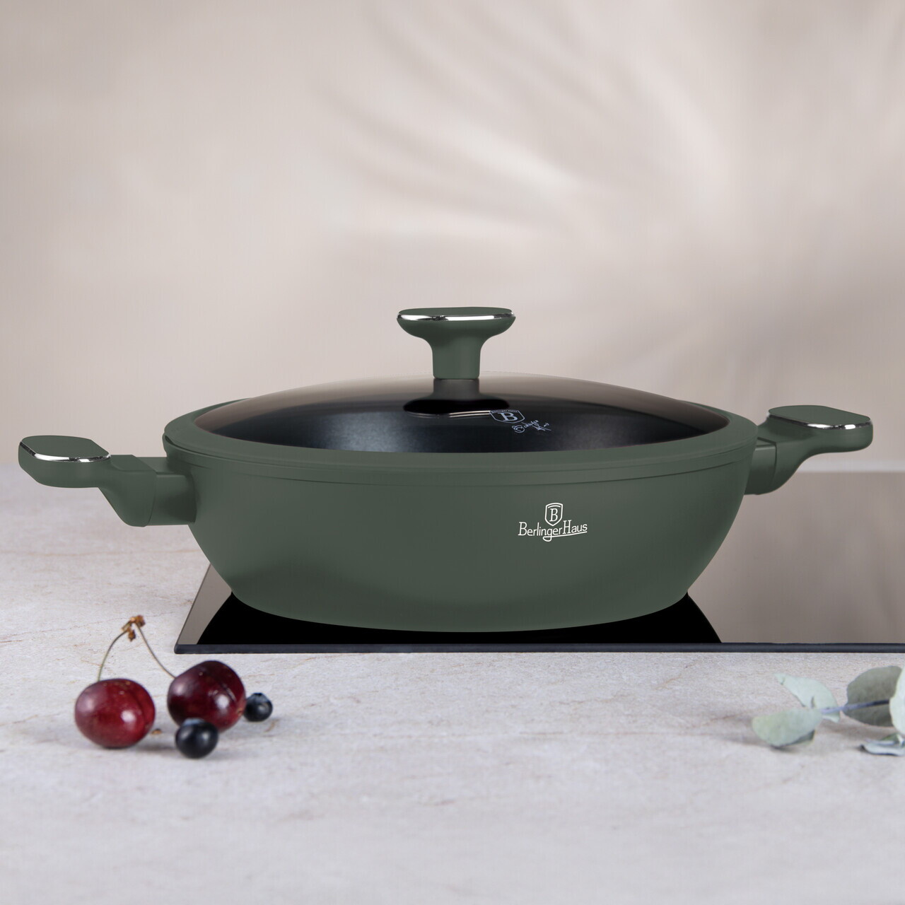 Oala cu capac Berlinger Haus, Matte Green, 28 cm, 3.8 L, aluminiu forjat, verde mat - imagine 5