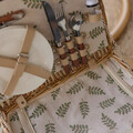 Cos de picnic 2 persoane Lorenzo, Homla, 38x26x18 cm, rachita/inox, natur/verde