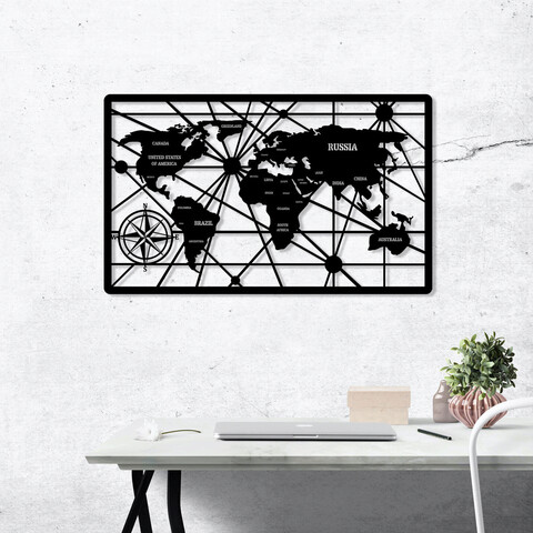 Decoratiune de perete, Muayede, Metal, Dimensiune: 70 x 43 cm, Negru Enzo
