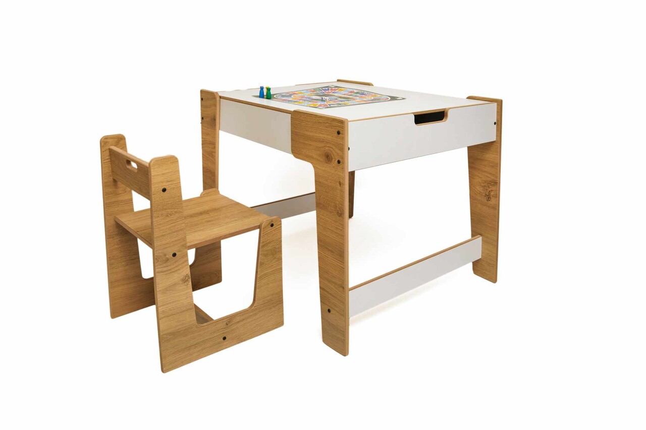 Set masa si scaun pentru copii, Hanah Home, Phoenix 1 Ch, Alb / Natural - view 4