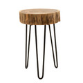 Masuta living Tripp, Pakoworld, 33x30x47 cm, lemn masiv/metal, maro/negru