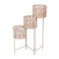 Suport pentru 3 ghivece Floero, Homla, 64x24x75 cm, metal, bej