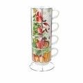 Set 4 cani cu suport metalic, Tognana, Santa Climb, 320 ml, portelan/otel