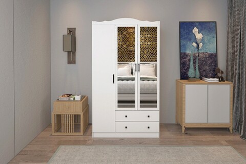Dulap pentru haine, Glenevis, Lavinia 003, 105x186x50 cm, Alb 003 imagine 2022