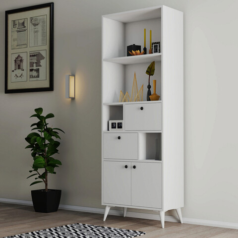 Corp biblioteca, mezza, ninova, 69x195x35 cm, alb
