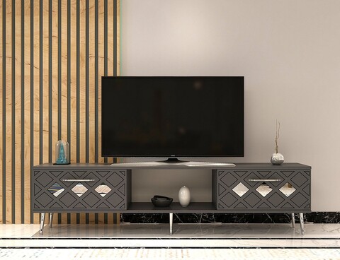 Comoda TV, Olivia, Dome, Antracit / Argintiu