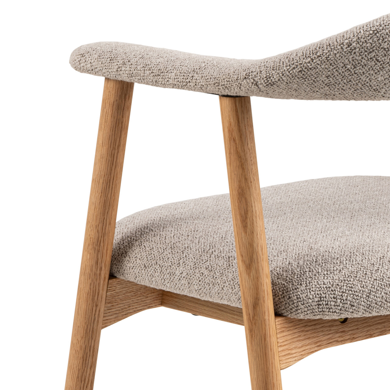 Scaun Addi, Actona, 56x54x75.5 cm, tesatura Boucle/lemn de stejar, bej - view 3