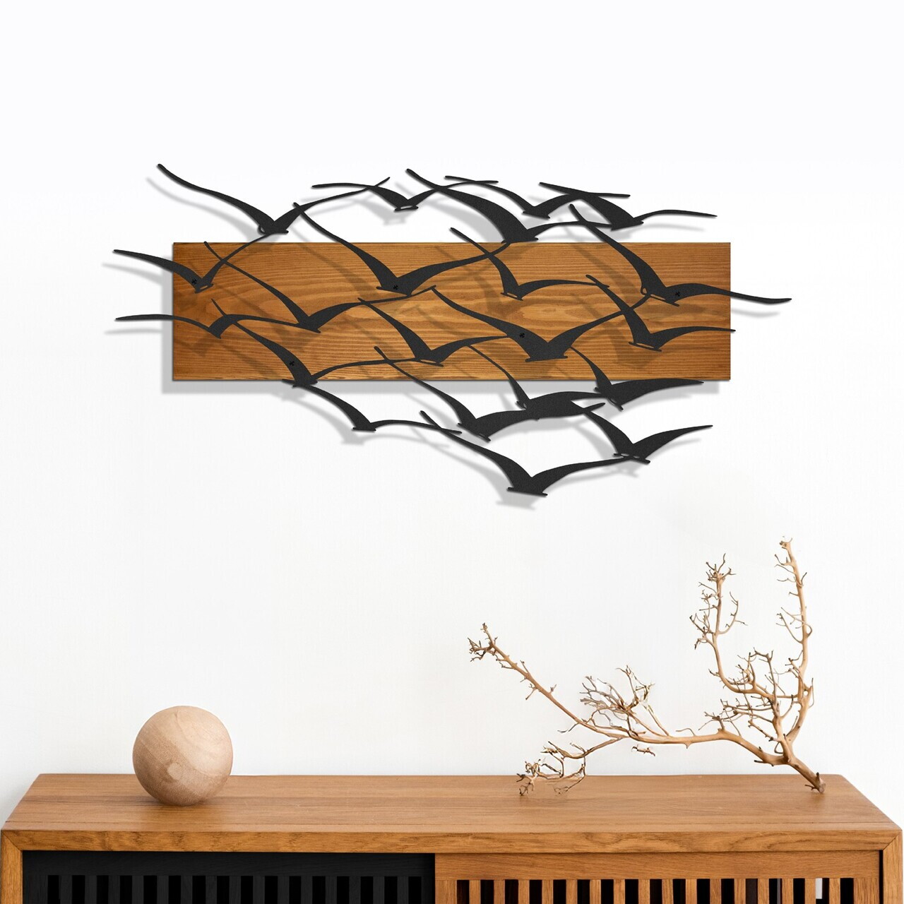 Decoratiune de perete, Ventus, Cadru: Lemn (Grosime: 2 cm), Nuc negru — imaginea 2