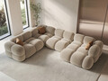 Coltar panoramic stanga 5 locuri, Loretto, Cosmopolitan Design, 345x250x68 cm, catifea, bej deschis