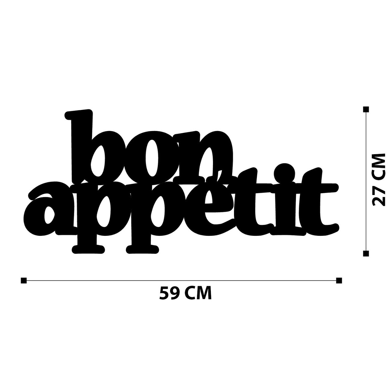Decoratiune de perete, Bon Appetit 2, metal, 59 x 27 cm, negru