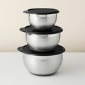 Set 4 boluri pentru amestecat + 4 capace Mixing BergHOFF, Essentials, Ø16-24 cm, inox/baza din cauciuc