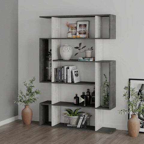 Corp biblioteca, decortie, mito, 108.5x161x25.5 cm, gri/alb
