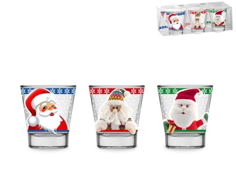 Set 6 pahare pentru shot Santa Clause, Pengo, 80 ml, sticla