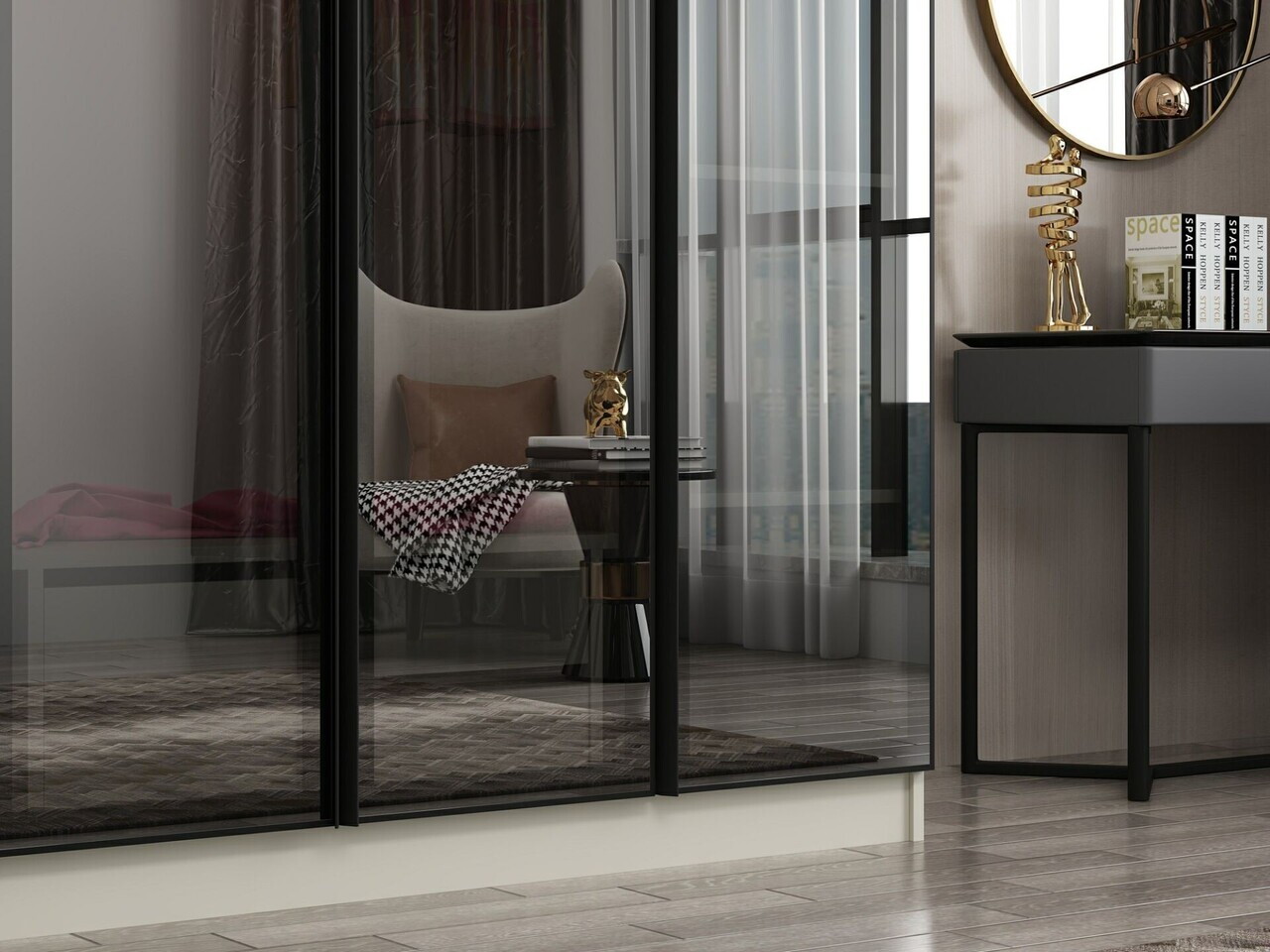 Dulap pentru haine, Hanah Home, Nisa, 180x210x52 cm, Gresie — imaginea 5