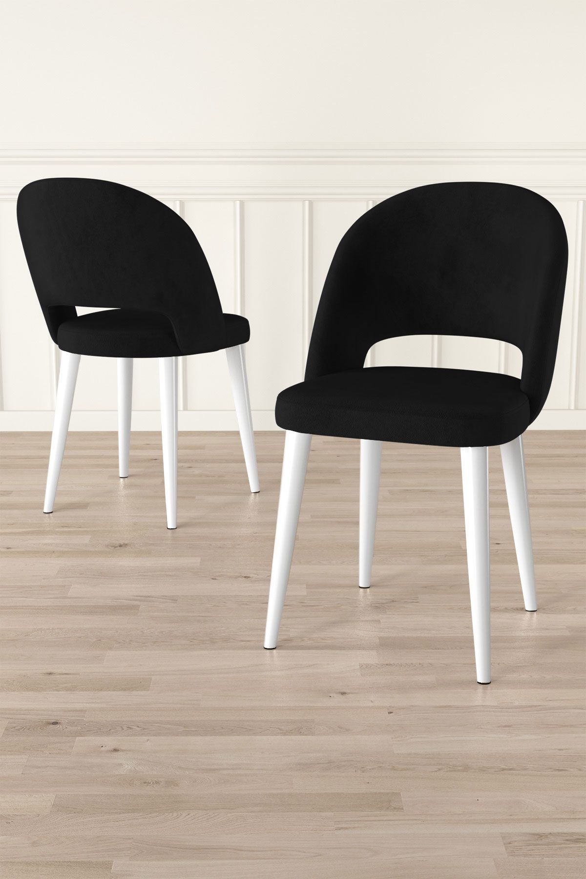 Set scaune (8 piese), Hanah Home, Pane, Alb/Negru