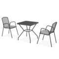 Set 2 scaune spatar mediu si masa patrata, Berlin, L.70 l.70 H.72 cm, otel, negru/gri