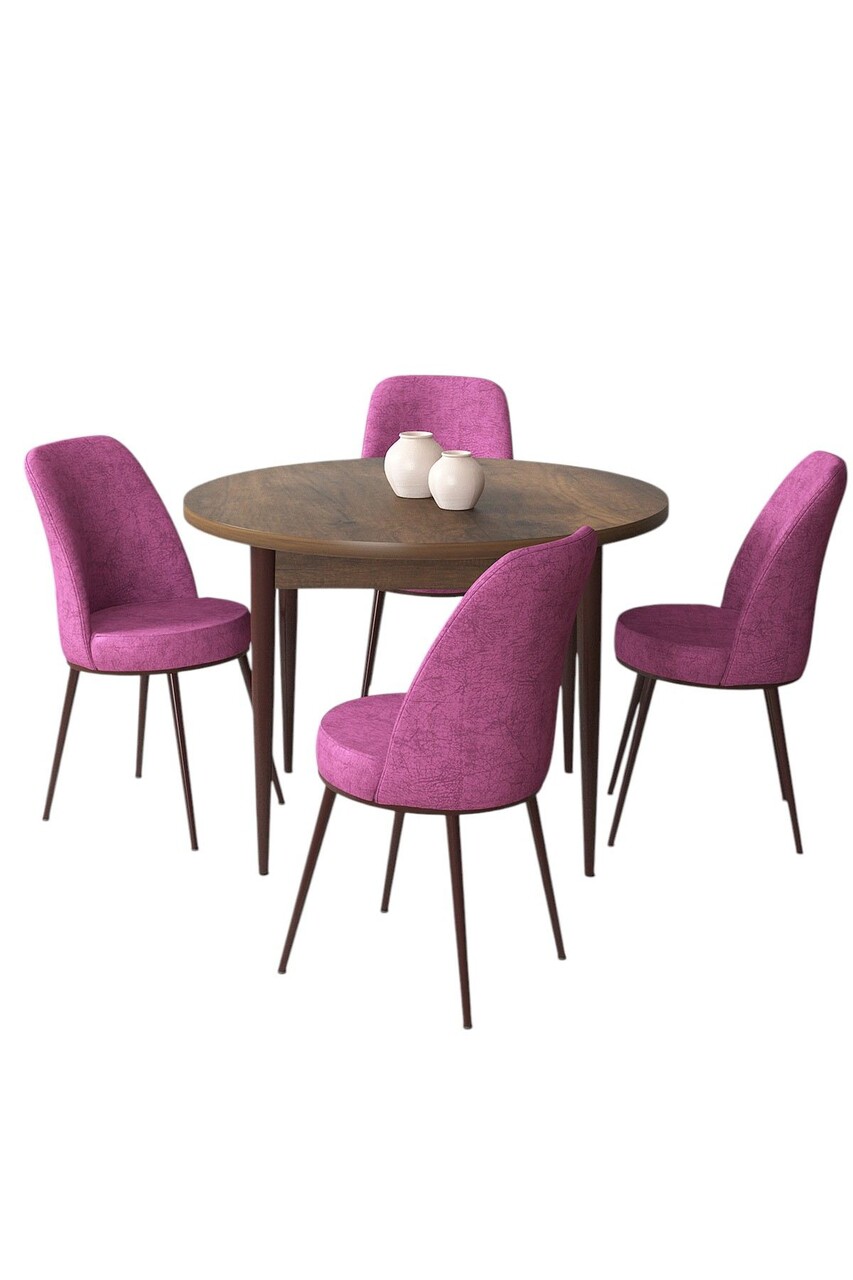 Set masă și scaune (5 bucăți), Hanah Home, Tor, Baroc / Mov - view 2