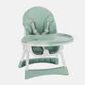 Scaun de masa pentru bebelusi 2 in 1, U-Grow, 43x27x50.5 cm, piele ecologica/textil, alb/verde